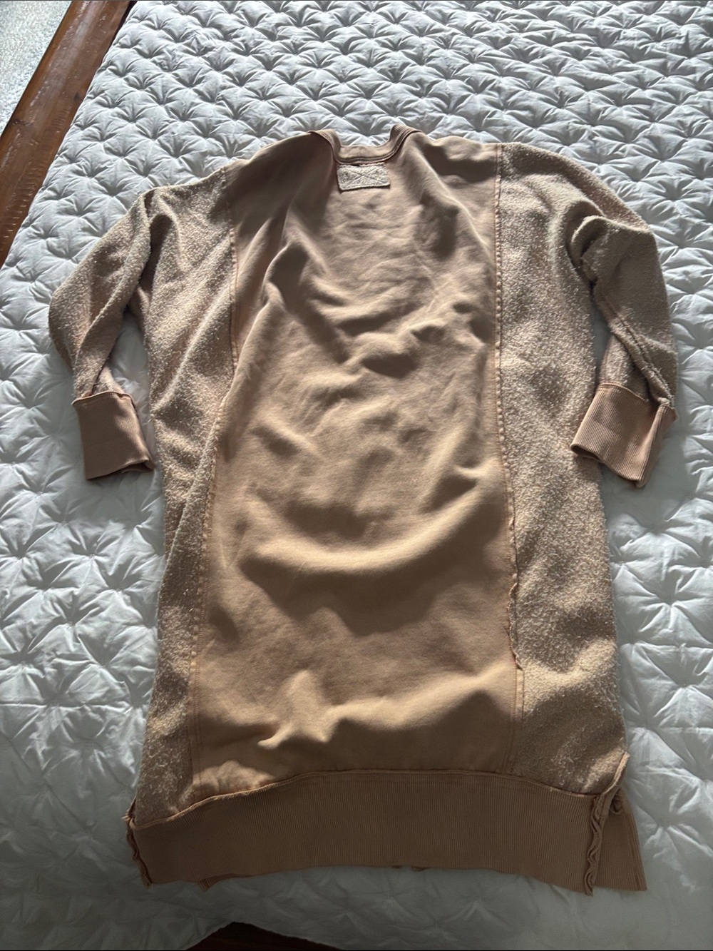 We The Free Long Button-Front Cardigan in Light Beige - Picture 3 of 3